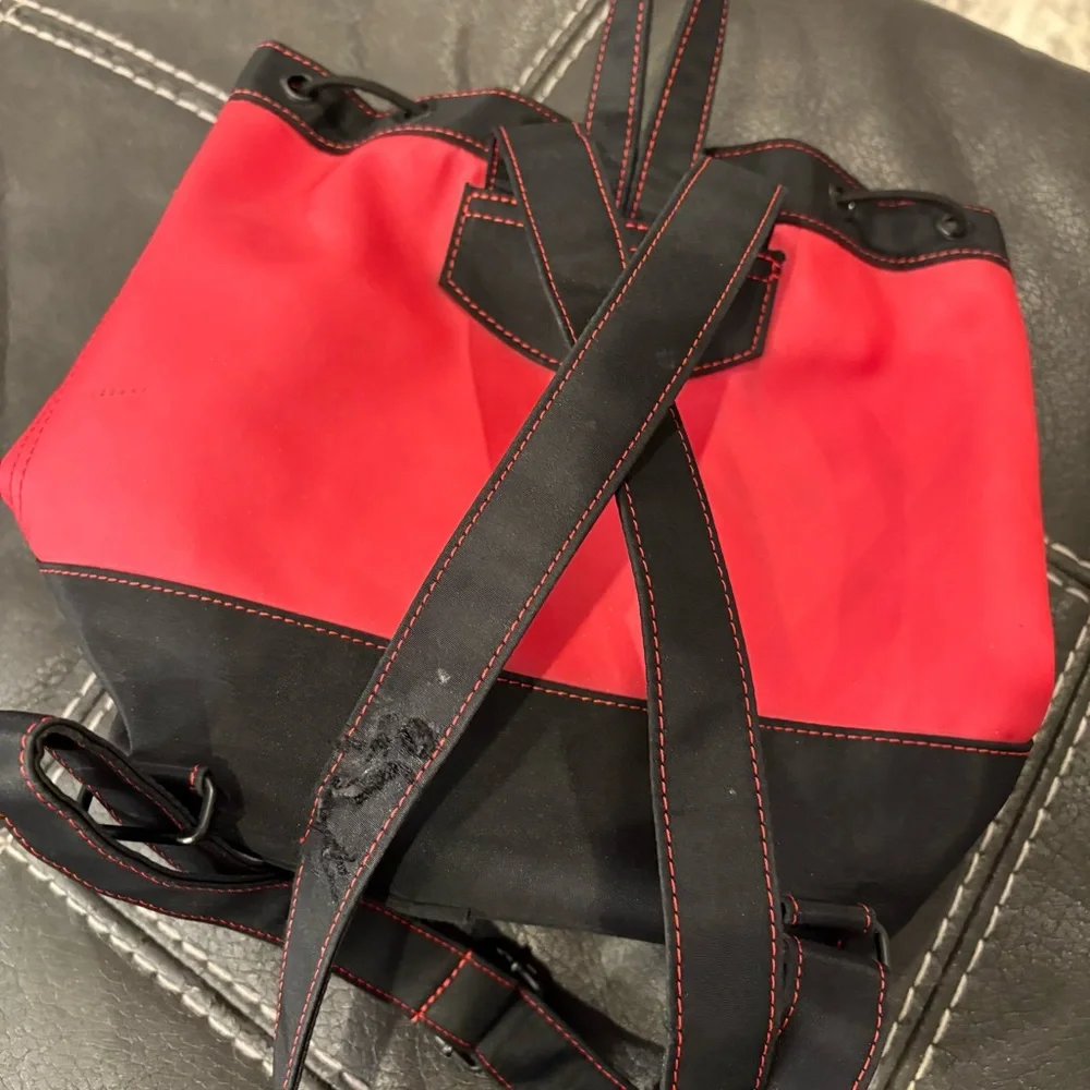 American Girl Place Red and Black Drawstring Bag